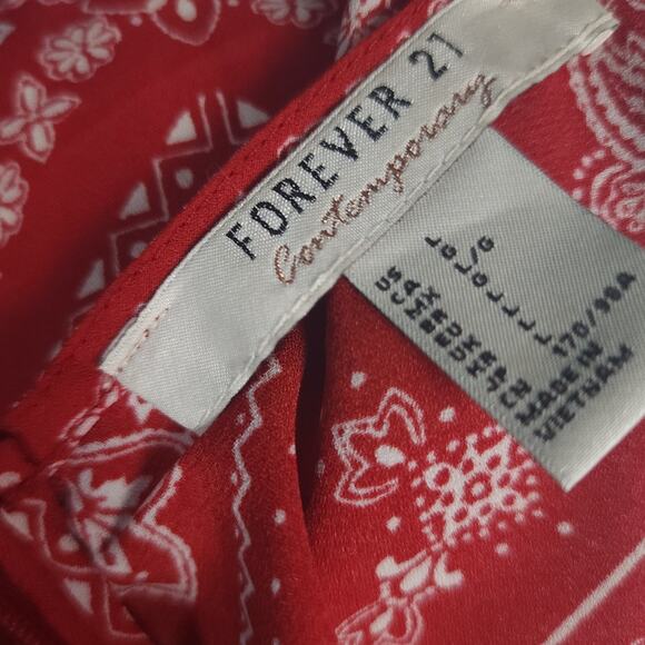 Forever 21 Red bandana maxi wrap dress with small side slit SZ L - Picture 4 of 4